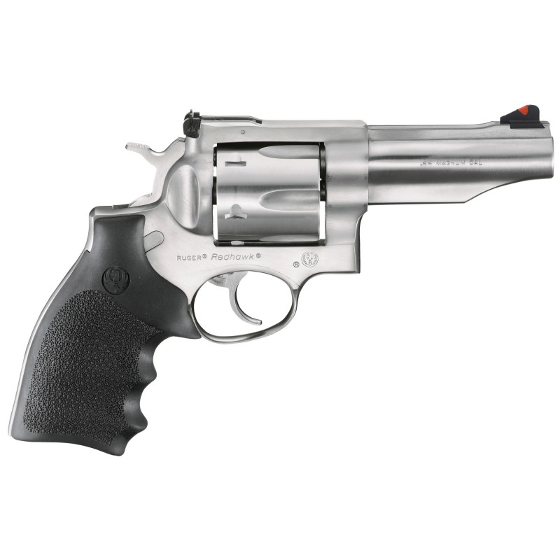 Ruger Redhawk, Double-Action Revolver, 44 Rem Mag, 4.2" Sleeve and Shroud Barrel, Satin Stainless Finish, Stainless Steel, Blac