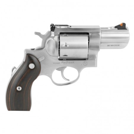 Ruger Redhawk, Double-Action Revolver, 357 Mag, 2.75" Sleeve and Shroud Barrel, Satin Stainless Finish, Stainless Steel, Hardwo