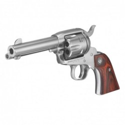 Ruger Vaquero Stainless, Single-Action Revolver, 357 Mag, 4.6" Barrel, High-Gloss Stainless Finish, Stainless Steel, Hardwood G