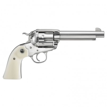 Ruger Vaquero Bisley, Single-Action Revolver, 45 Colt, 5.5" Barrel, High-Gloss Stainless Finish, Stainless Steel, Simulated Ivo