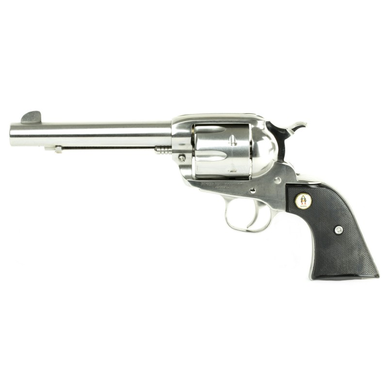 Ruger Vaquero SASS, Single-Action Revolver, 45 Colt, 5.5" Barrel, High-Gloss Stainless Finish, Black Checkered Grips, 6Rd, Fixe