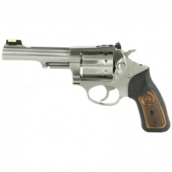 Ruger SP101, Double-Action Revolver, 22 LR, 4.2" Barrel, Satin Stainless Finish, Stainless Steel, Black Rubber & Engraved Wood