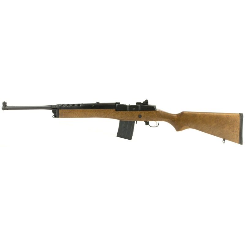 Ruger Mini-14 Ranch Rifle, Semi-Automatic Rifle, 5.56NATO/223Rem, 18.5" Barrel, Blued Finish, Alloy Steel, Hardwood Stock, Adju