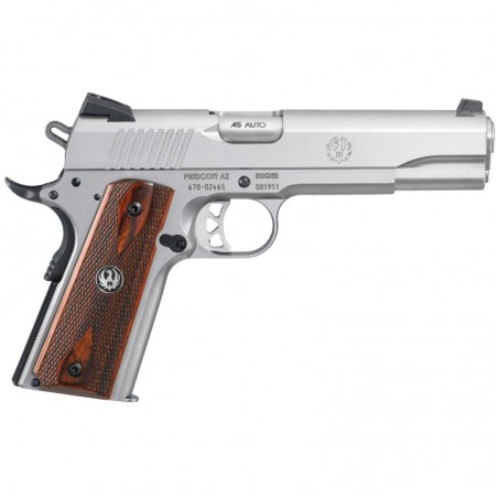 Ruger SR1911, Semi-automatic Pistol, Centerfire, 45ACP, 5" Barrel, Low-Glare Stainless Slide & Frame, Drift Adjustable Novak 3-