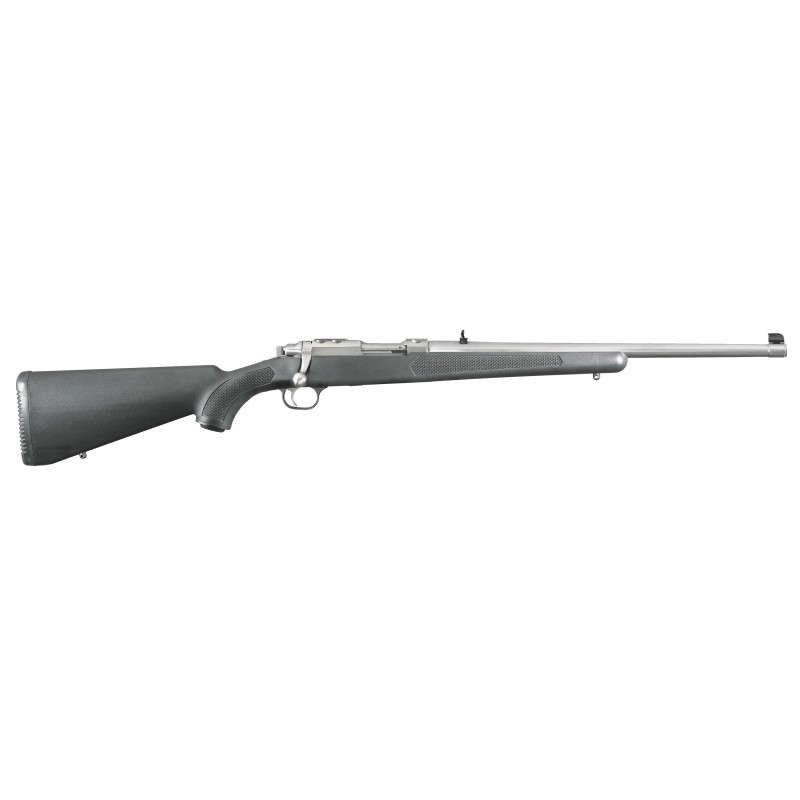 Ruger Bolt Action Rifle, 77/44, 44 Magnum, 18.5" Barrel, Brushed Stainless Finish, Black Synthetic Stock, Adjustable Rear & Bea