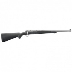 Ruger Bolt Action Rifle, 357 Mag, 18.5" Barrel, Brushed Stainless Finish, Black Synthetic Stock, Adjustable Rear & Gold Bead Fr