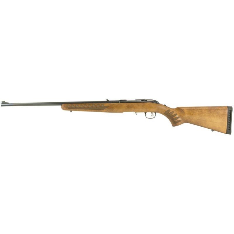 Ruger American Rimfire Wood Stock, Bolt-Action Rifle, 22 LR, 22" Barrel, Satin Blued Finish, Alloy Steel, Wood Stock, Adjustabl