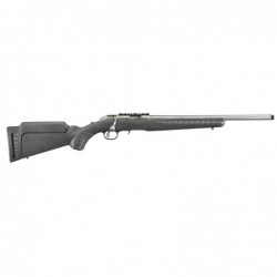 Ruger American Rimfire Standard, Bolt-Action Rifle, 22LR, 18" Satin Stainless Threaded Barrel, 1/2" x 28 Thread Pitch, Black Co