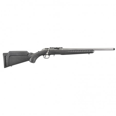 Ruger American Rimfire Standard, Bolt-Action Rifle, 22LR, 18" Satin Stainless Threaded Barrel, 1/2" x 28 Thread Pitch, Black Co