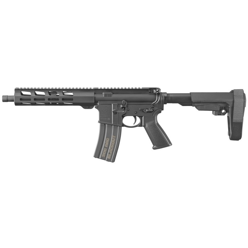 Ruger AR-556 Pistol, Semi-automatic, AR, 300 Blackout, 10.5" Cold Hammer Forged Barrel, Threaded, Aluminum Receiver, Black Fini