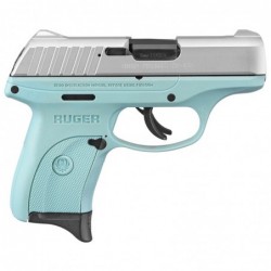 Ruger EC9s, Semi-automatic, Striker Fired, Compact, 9MM,3.1" Barrel, Turquoise Nylon Frame, Aluminum Cerakote Finish, 7Rd, 1 Ma