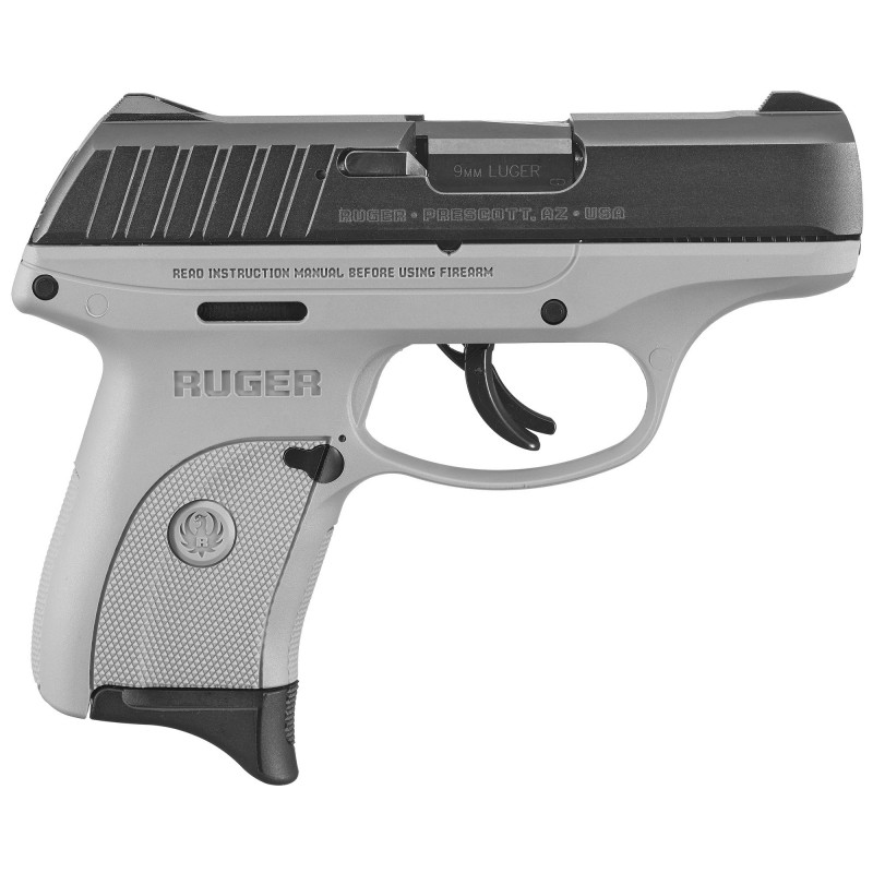 Ruger EC9s, Semi-automatic, Striker Fired, Compact, 9MM,3.1" Barrel, Gray Nylon Frame, Black Oxide Finish, 7Rd, 1 Magazine, Thu