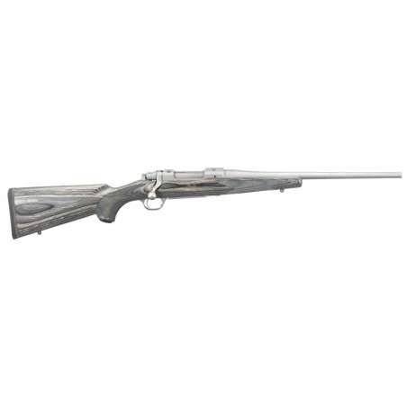 Ruger Hawkeye Laminate Compact, Bolt-Action Rifle, 243 Win, 16.5" Barrel, Hawkeye Matte Stainless Finish, Stainless Steel, Blac