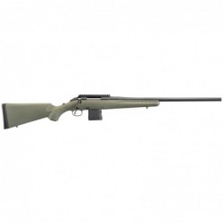 Ruger American Predator Rifle, Bolt-Action, 223 Rem, 22" Threaded Barrel, Matte Black Finish, Green Composite Stock, Scope Base