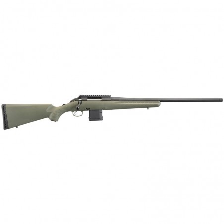 Ruger American Predator Rifle, Bolt-Action, 223 Rem, 22" Threaded Barrel, Matte Black Finish, Green Composite Stock, Scope Base