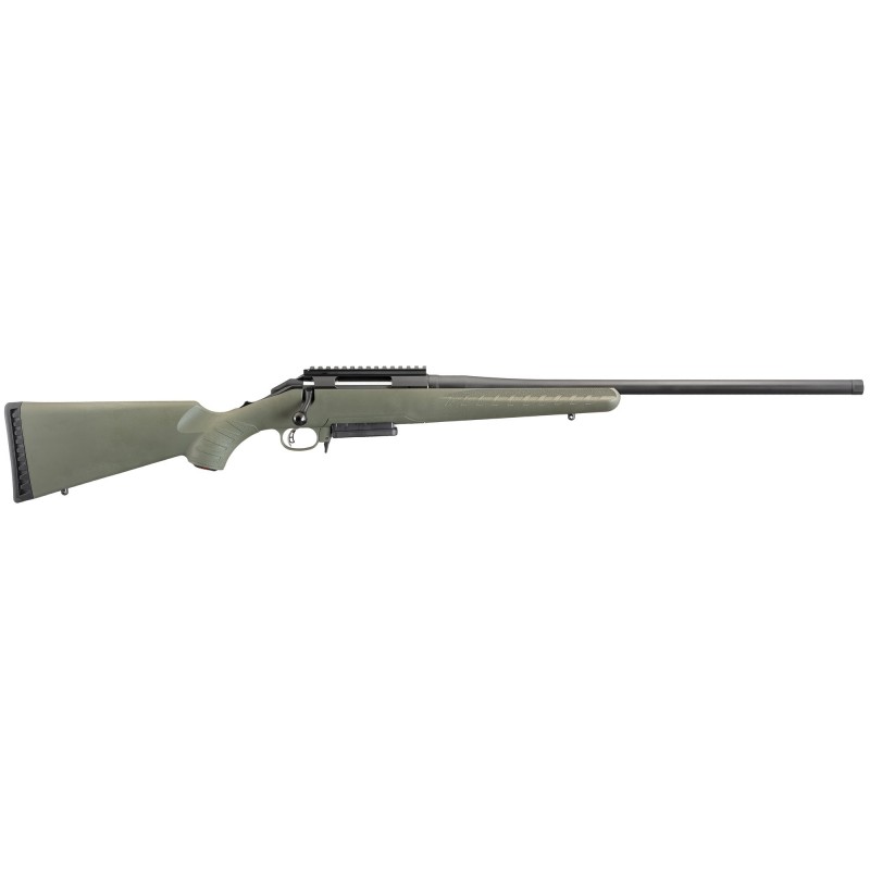 Ruger American Predator Rifle, Bolt-Action, 6mm Creedmoor, 22" Threaded Barrel, Matte Black Finish, Green Composite Stock, Scop