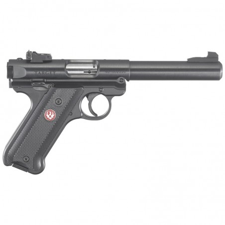 Ruger Mark IV, Target, Semi-automatic, 22LR, 5.5" Bull Barrel, Alloy Frame, Blue Finish, Checkered Synthertic Grips, 10Rd, Adju