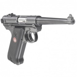 View 2 - Ruger Mark IV, Standard, Semi-automatic, 22LR, 6" Barrel, Alloy Frame, Blue Finish, Checkered Synthetic Grips, 10Rd, 2 Mags, Fi