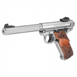 Ruger Mark IV Competition, Semi-automatic, 22LR, 6.9" Slab Side Bull Barrel, Stainless Frame and Slide, Checkered Laminate grip