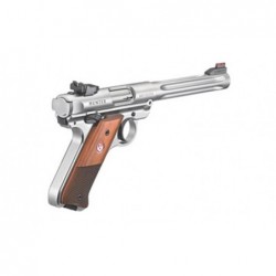 View 2 - Ruger Mark IV Hunter, Semi-Automatic, 22LR, 6.9" Barrel, Stainless Frame, Satin Finish, Checkered Laminate Grips, Fluted Bull B