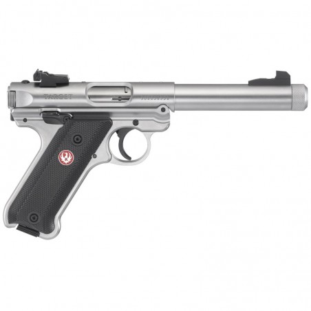 Ruger Mark IV, Target, Semi-automatic, 22LR, 5.5" Barrel, Stainless Steel Frame, Stainless Finish, Checkered Grips, 10Rd, Threa