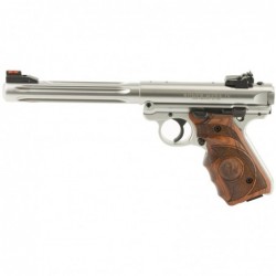 Ruger Mark IV Hunter, Semi-Automatic, 22LR, 6.9" Barrel, Stainless Frame, Satin Finish, Laminate Finger Groove Grips, Fluted Bu