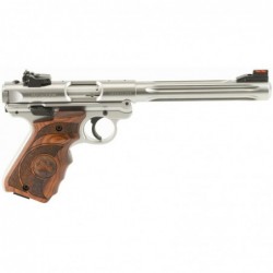 View 2 - Ruger Mark IV Hunter, Semi-Automatic, 22LR, 6.9" Barrel, Stainless Frame, Satin Finish, Laminate Finger Groove Grips, Fluted Bu