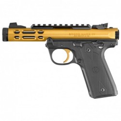 View 1 - Ruger Mark IV, Lite, 22/45, Semi-automatic, 22LR, 4.4" Threaded Barrel, Polymer Frame, Gold Anodized Finish, Checkered Grips, 1