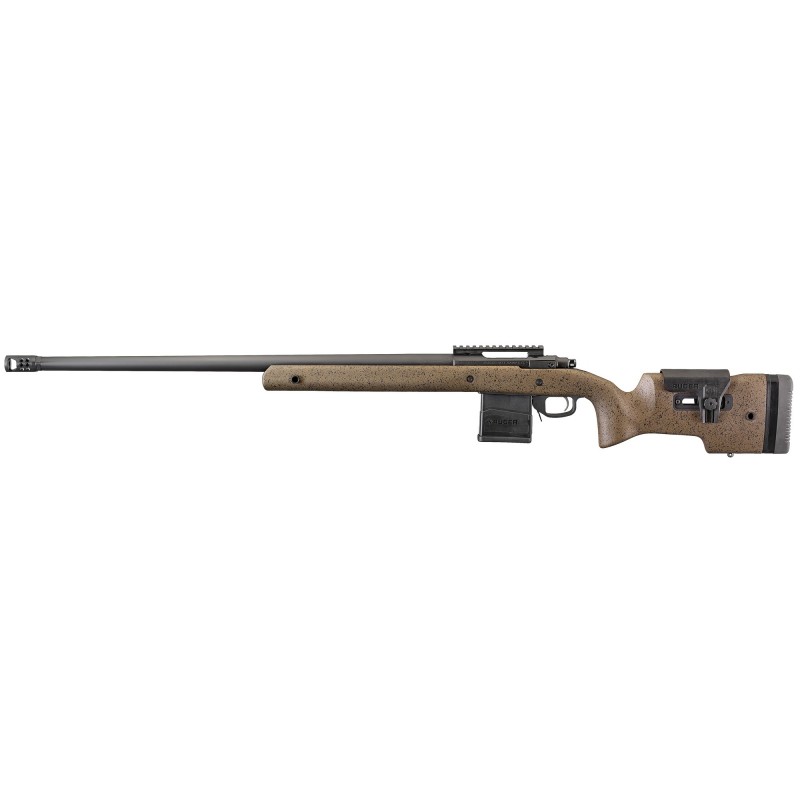 Ruger Hawkeye Long Range Target, Bolt Action, 6.5 Creedmoor, 26" Heavy Target Barrel, Matte Black Finish, Speckled Black & Brow