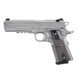 View 1 - Sig Sauer 1911, Full Size, 45ACP, 5" Barrel, Steel Frame, Stainless Finish, Black Wood Grips, Night Sights, Tac Rail, 8Rd, 2 Ma