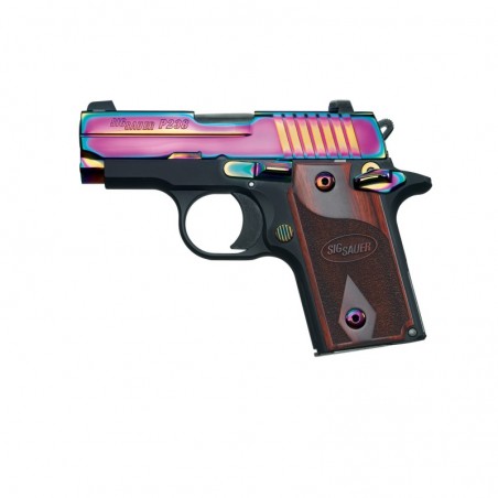 Sig Sauer P238, Rainbow, Single Action Only, Compact, 380ACP, 2.7" Barrel, Alloy Frame, Rainbow Titanium Finish, Rosewood Grips