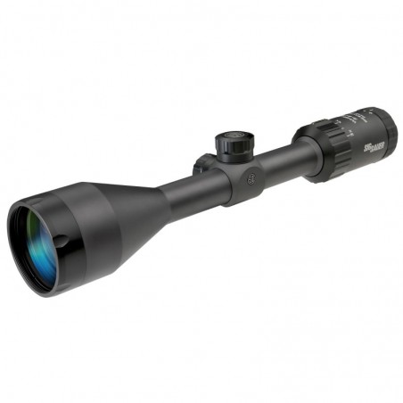 Sig Sauer WHISKEY3 Rifle Scope, 3-9X50mm, Quadplex Reticle, 1" Main Tube, 0.25 MOA Adjustments, Black Finish SOW33201