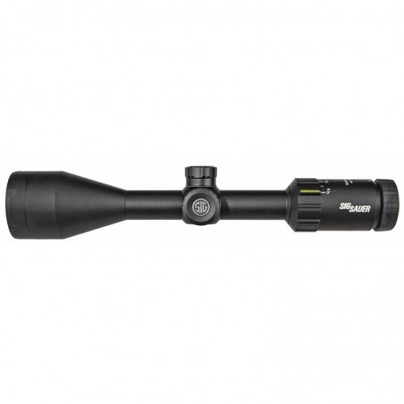 Sig Sauer Whiskey3 Rifle Scope, 3-9X40mm, 1 IN, Hellfire Quadplex Illuminated Reticle, 0.25 MOA Adjustments, Black Finish SOW33