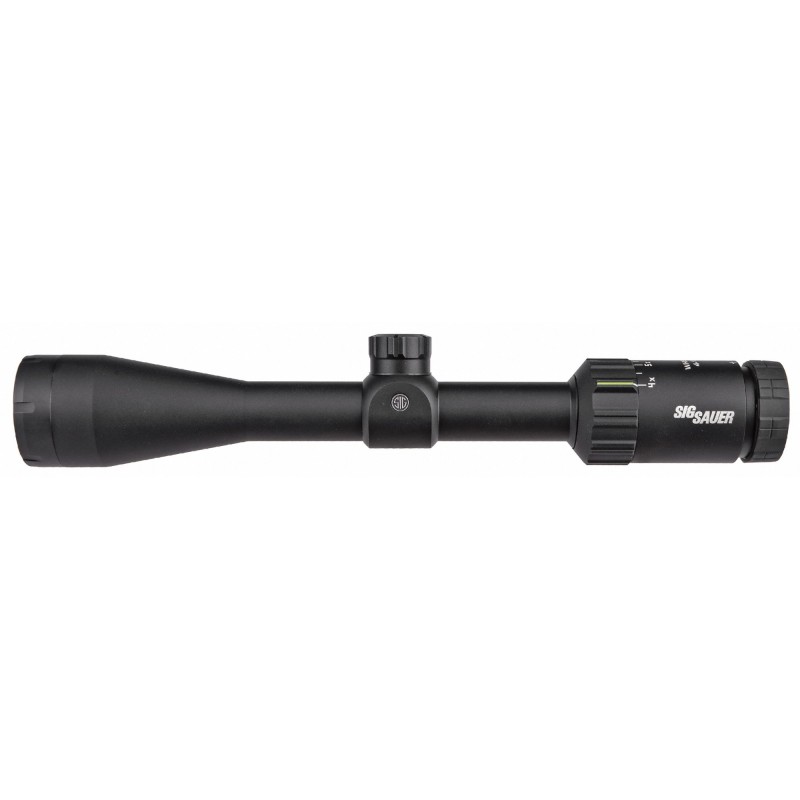 Sig Sauer Whiskey3 Rifle Scope, 4-12x40mm, 1", SFP, Quadplex Reticle, 0.25 MOA Adjustments, Black Finish SOW34202